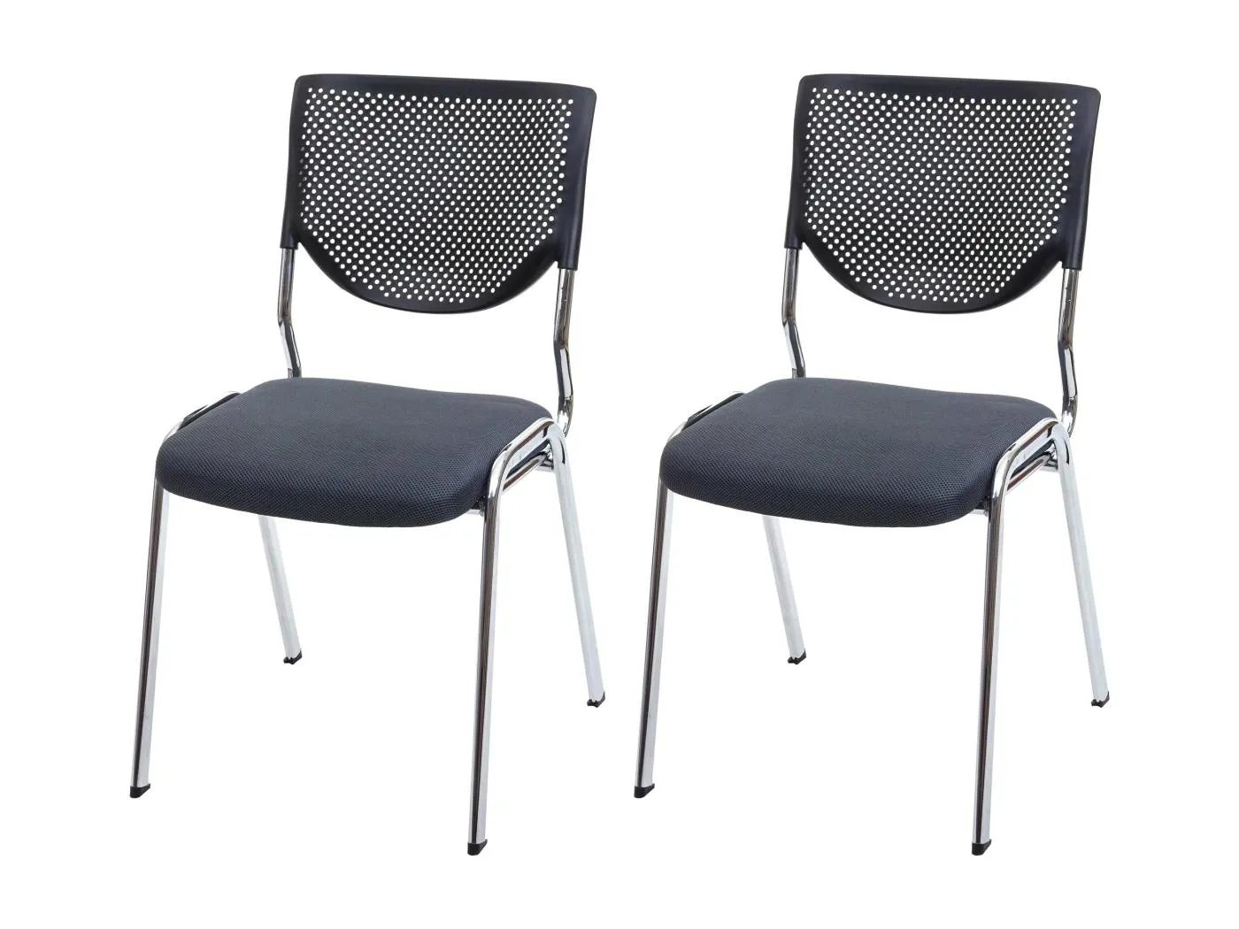 Besucherstuhl H401 Stapelbar (2er-Set), Sitz dunkelgrau, Füße chrom