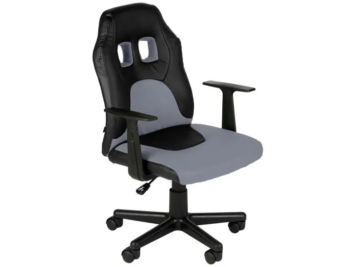 Bürostuhl - Kunstleder & weiß - schwarz/grau - Fun