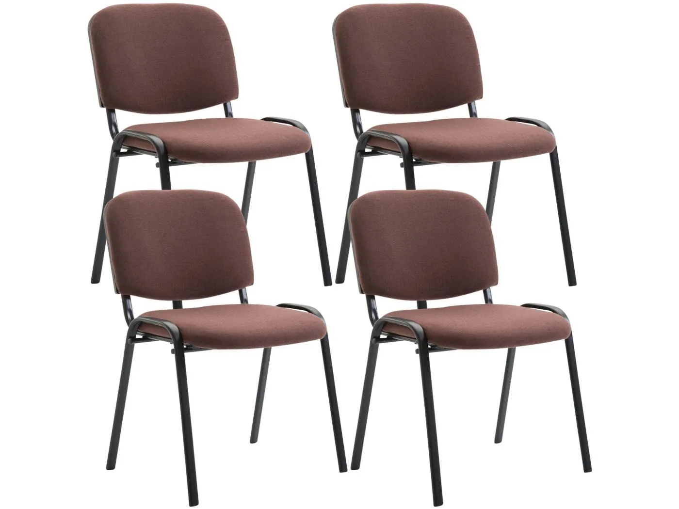 4er Set Konferenzstuhl - Stoff & schwarz - braun - Ken