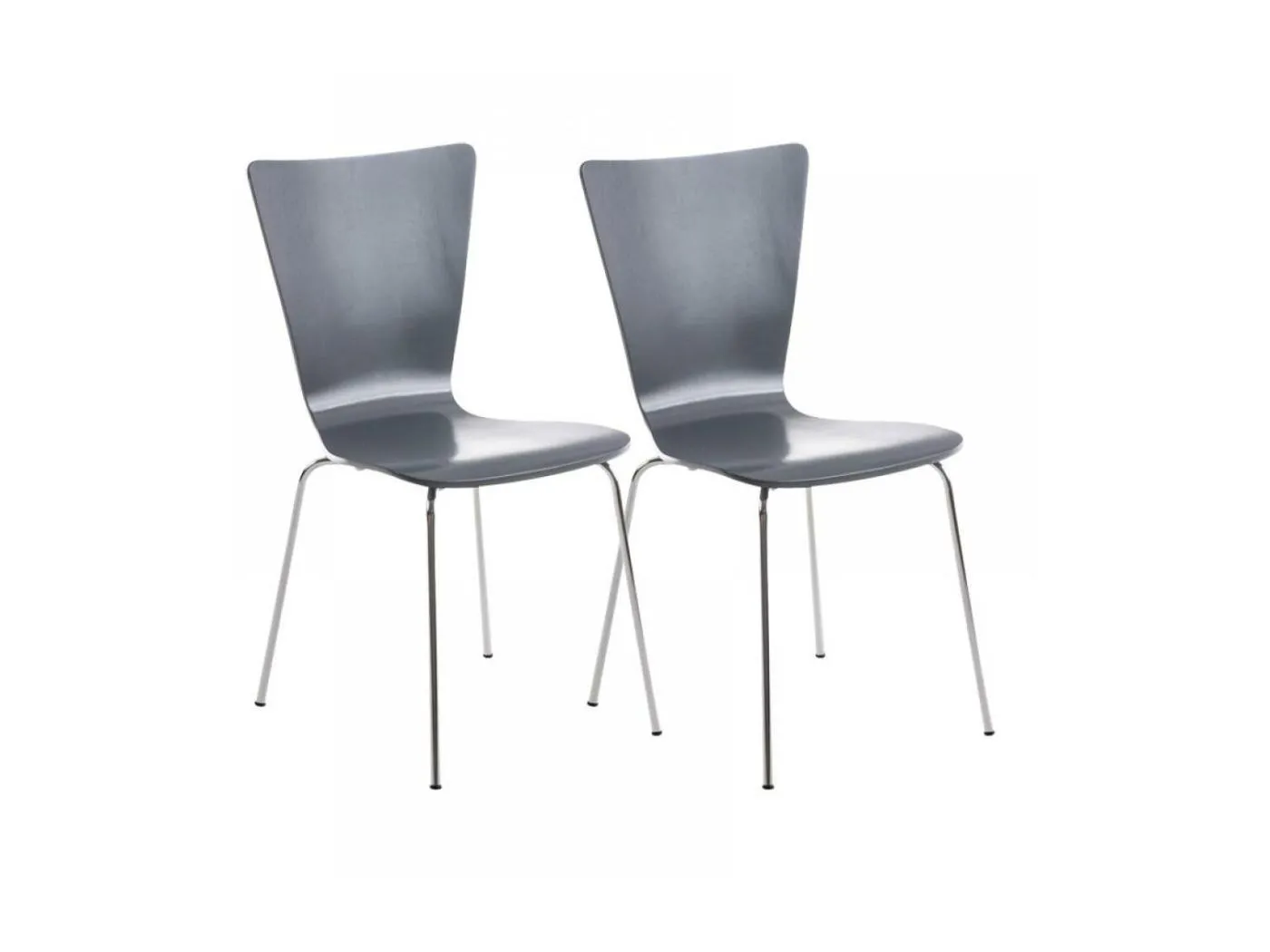 2er Set Konferenzstuhl - Holz & weiß - grau - Aaron