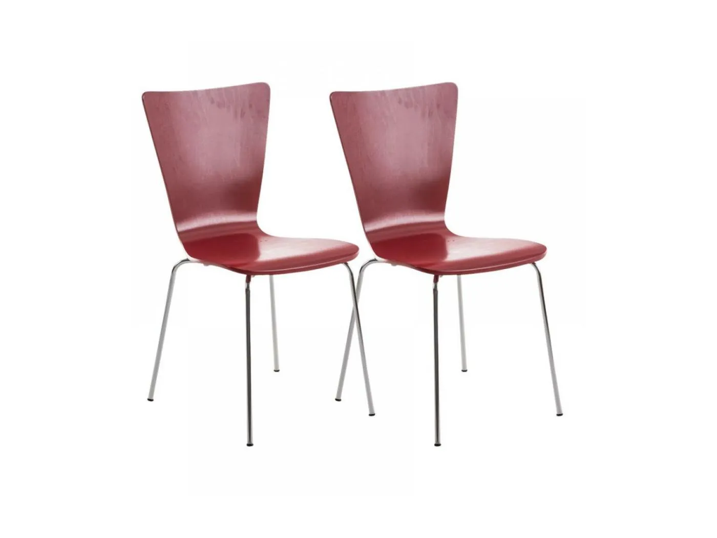 2er Set Konferenzstuhl - Holz & weiß - rot - Aaron