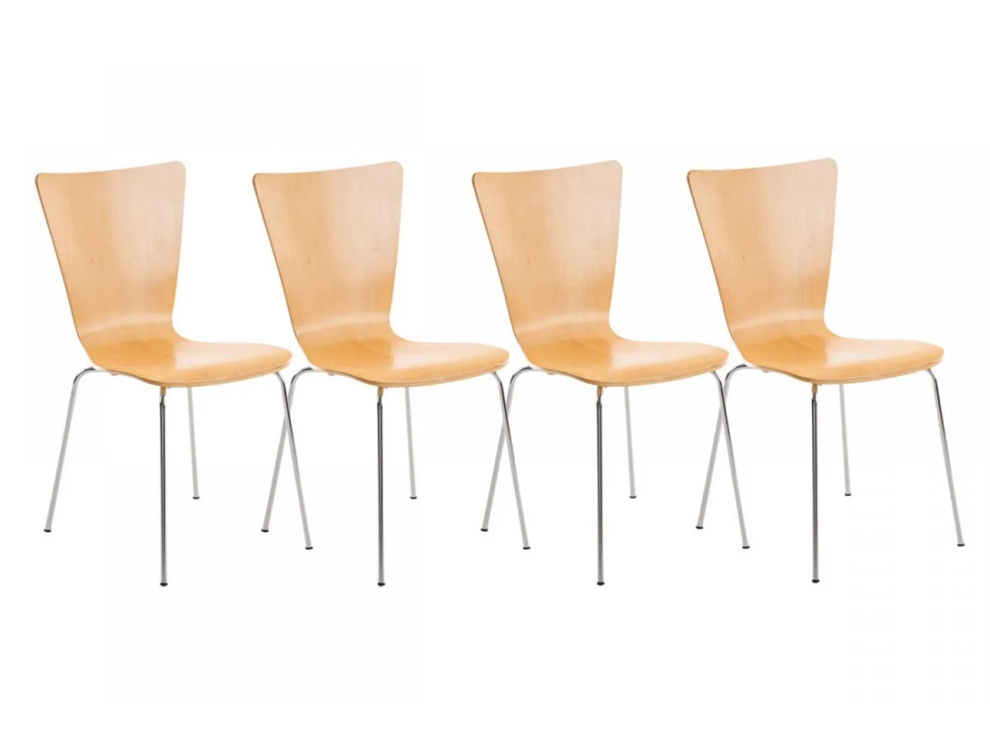 4er Set Konferenzstuhl - Holz & weiß - natura - Aaron