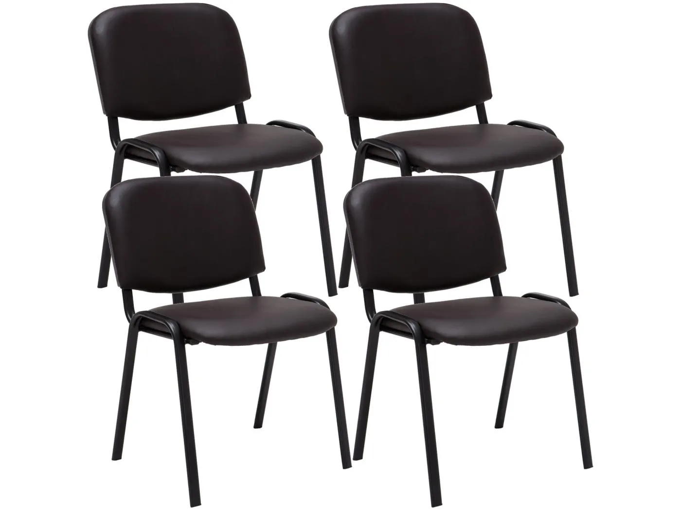 4er Set Konferenzstuhl - Kunstleder & Metall matt schwarz - braun - Ken