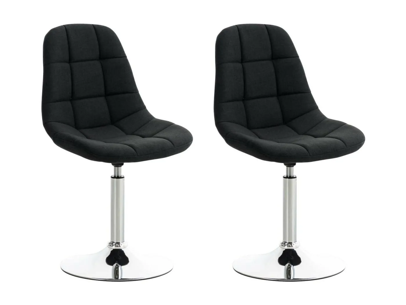 2er Set Bürostuhl - Stoff & Metall in Chromoptik - schwarz - Emil