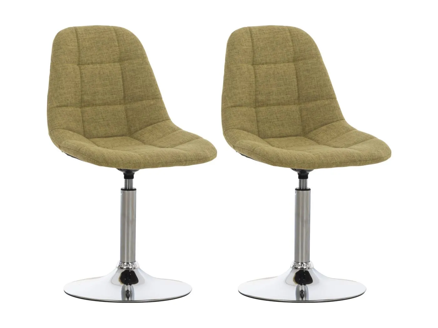 2er Set Bürostuhl - Stoff & Metall in Chromoptik - grün - Emil