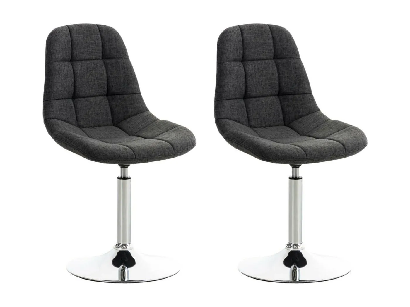 2er Set Bürostuhl - Stoff & Metall in Chromoptik - dunkelgrau - Emil