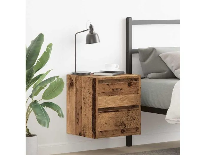 Wand-Nachttische 2 Stk. Altholz-Optik 38x34x40 cm