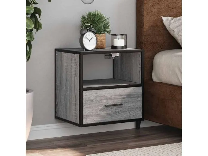 Wand-Nachttische 2 Stk. Grau Sonoma 40x31x39,5 cm