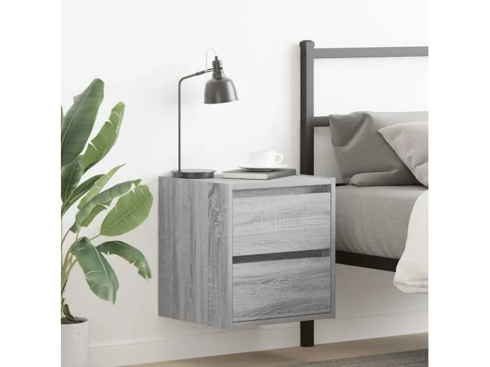 Wand-Nachttische 2 Stk. Grau Sonoma 38x34x40 cm