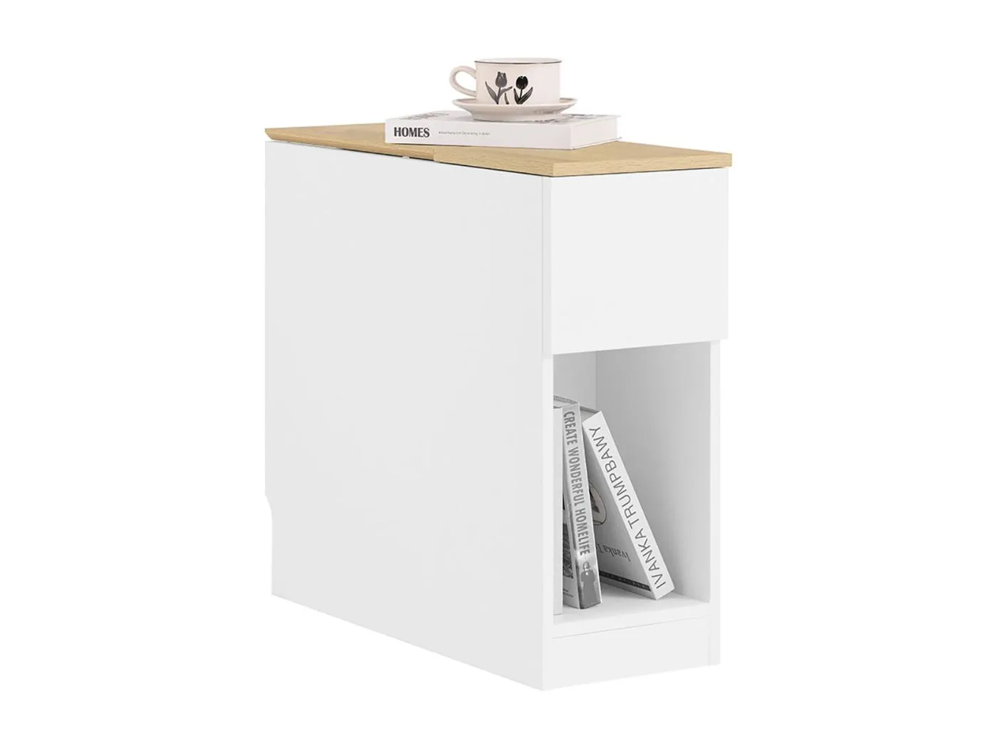 SoBuy FBT162-WN - Moderner Nachttisch mit 3 Ablagen Weiß/Holz L65cm x B25cm x H60cm