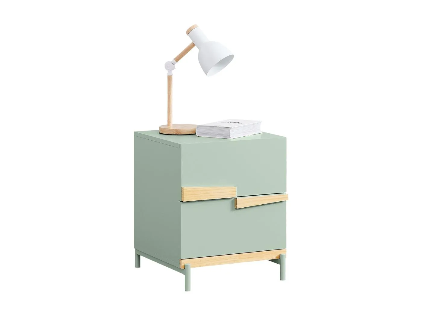 SoBuy FBT164-GR - Nachttisch mit 2 Schubladen Grün L40cm x B40cm x H49cm