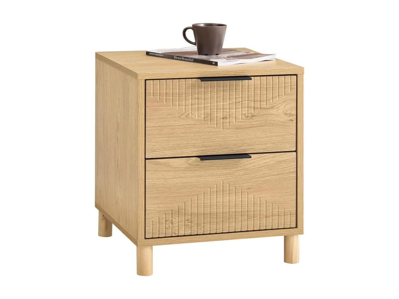 SoBuy Nachttisch - Nachttisch mit 2 Schubladen, Couchtisch, Sofaschrank, Nachttisch, Natur B40 x T42 x H47 cm FBT166-N