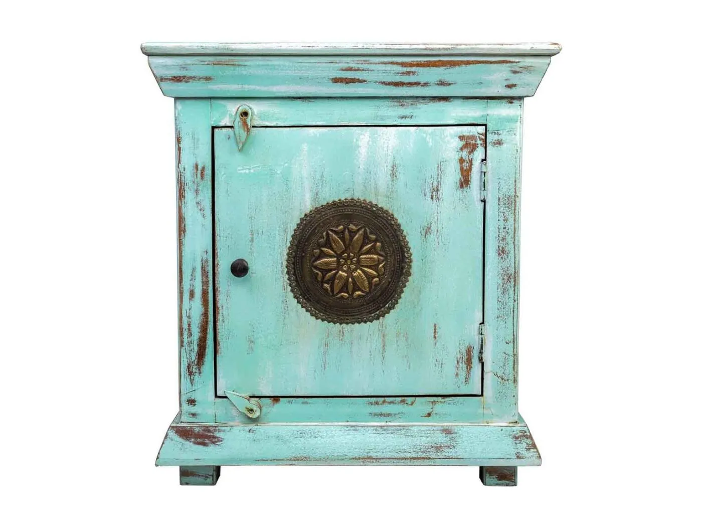 Couchtisch aus Holz und Metall in Grün, 55 x 35 x 60 cm