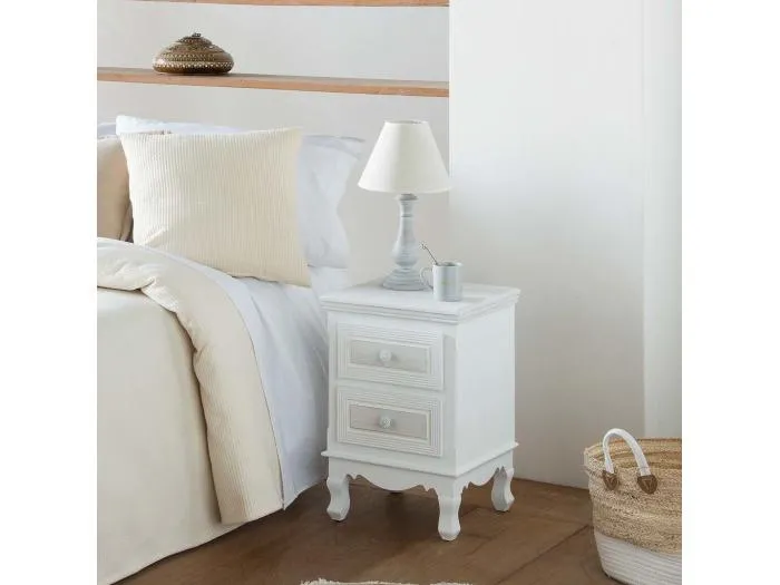 Holztisch mit beigem Capiz D35x40