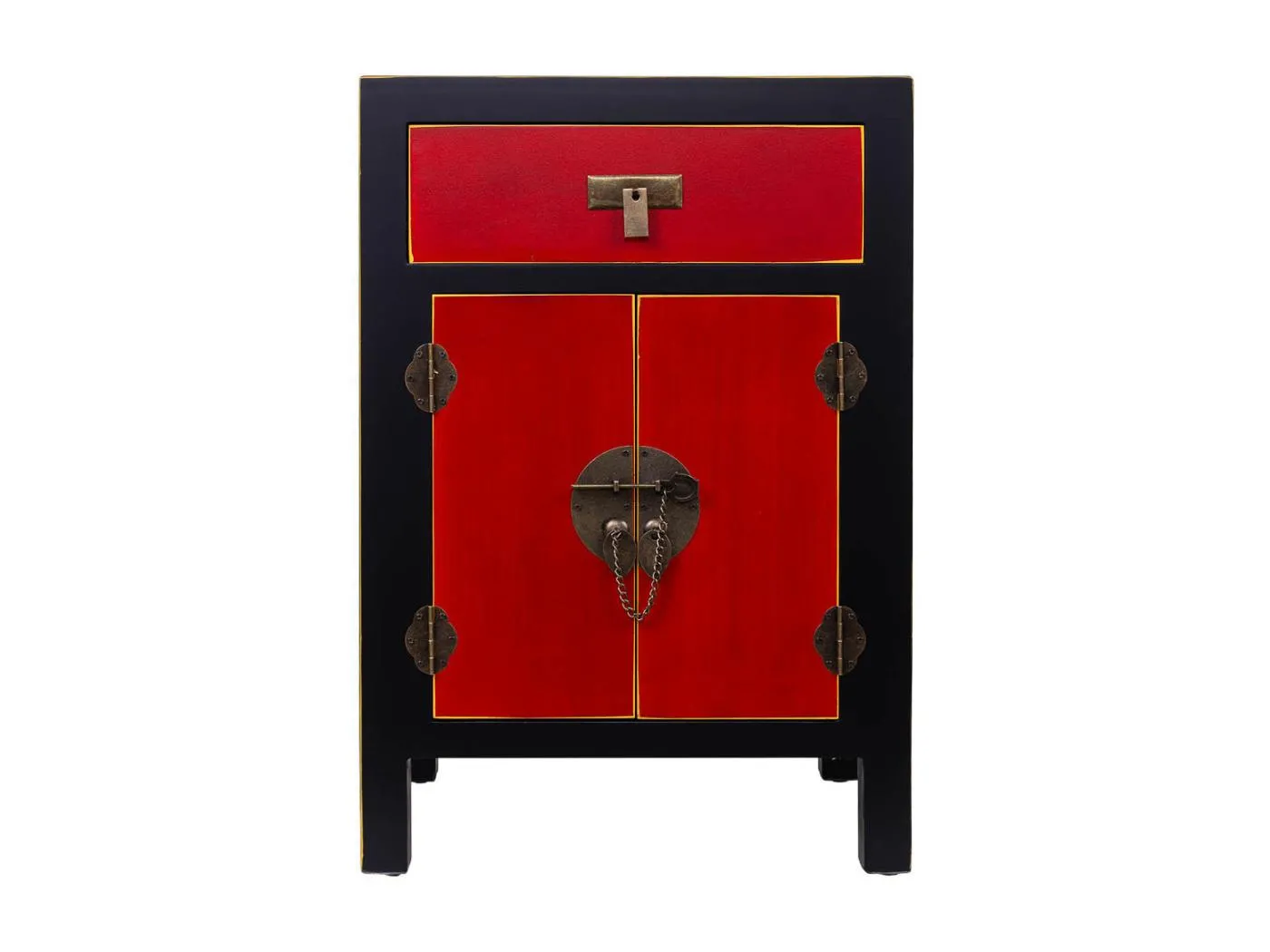 Nachttisch aus Holz mit 1 Schublade und 2 Türen, 45x34x66H cm