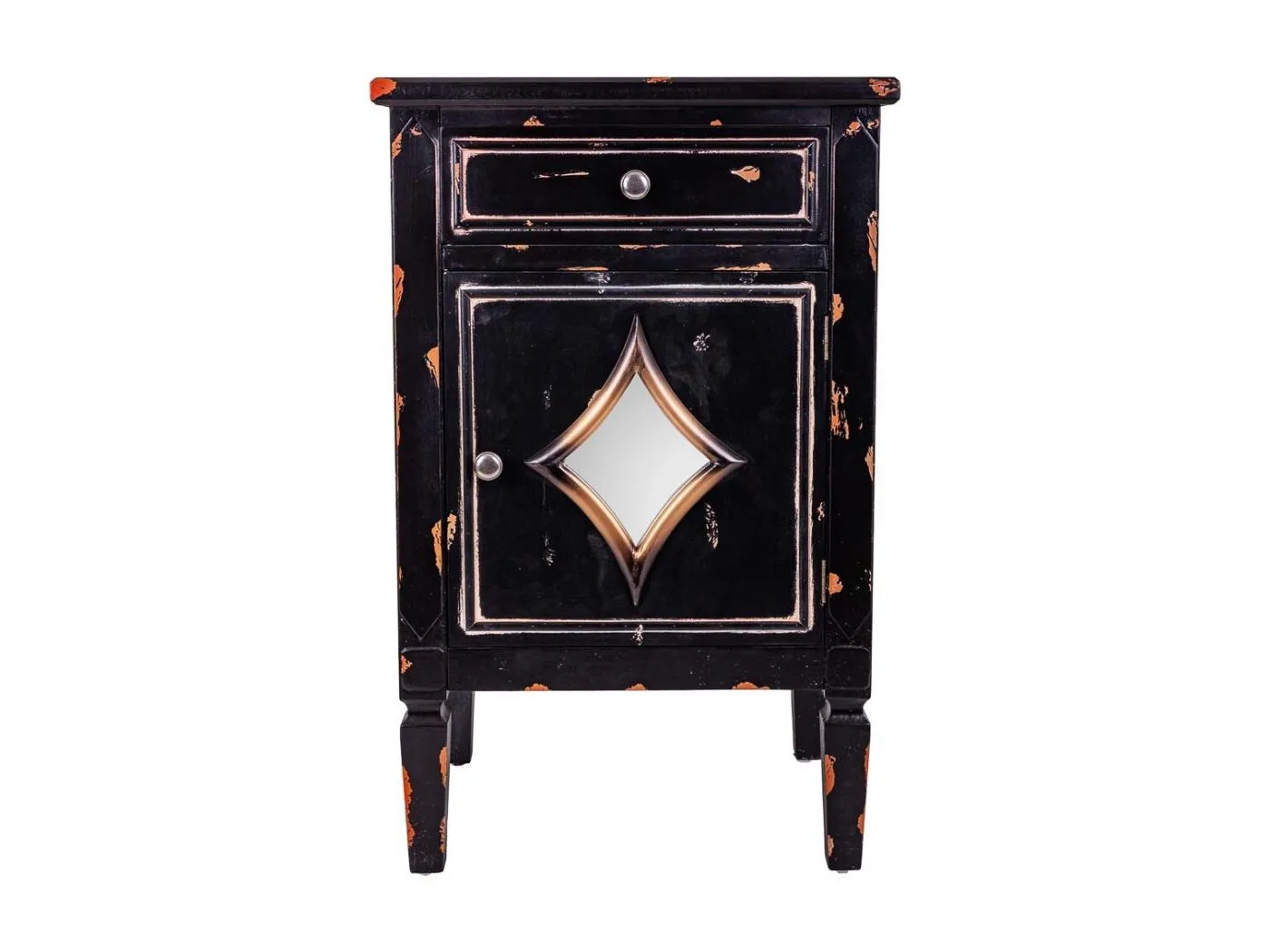Nachttisch aus schwarzem Holz, 48 x 36 x 76 cm
