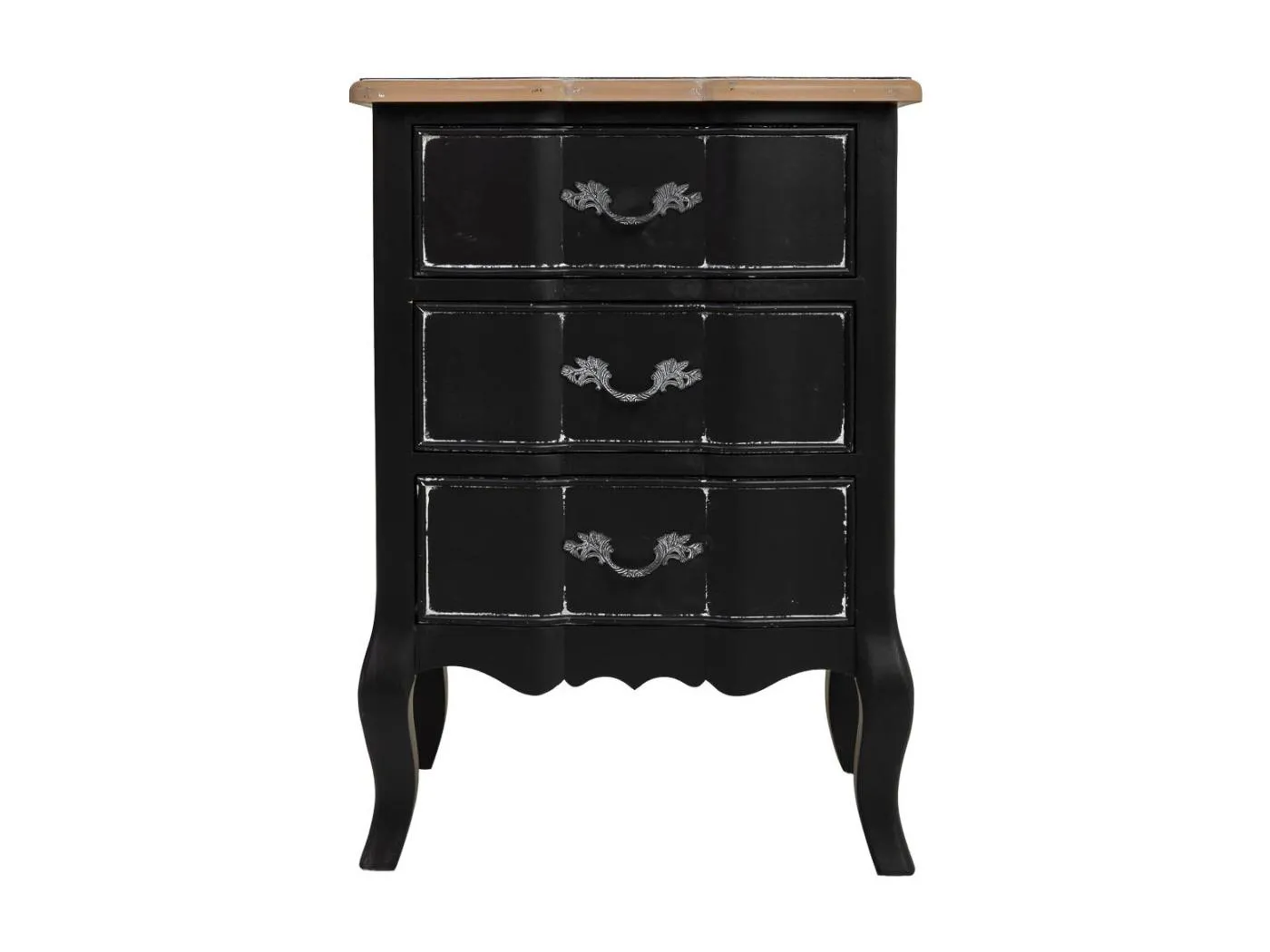 Black anthracite wooden bedside table with 3 drawers 50x40x70h cm