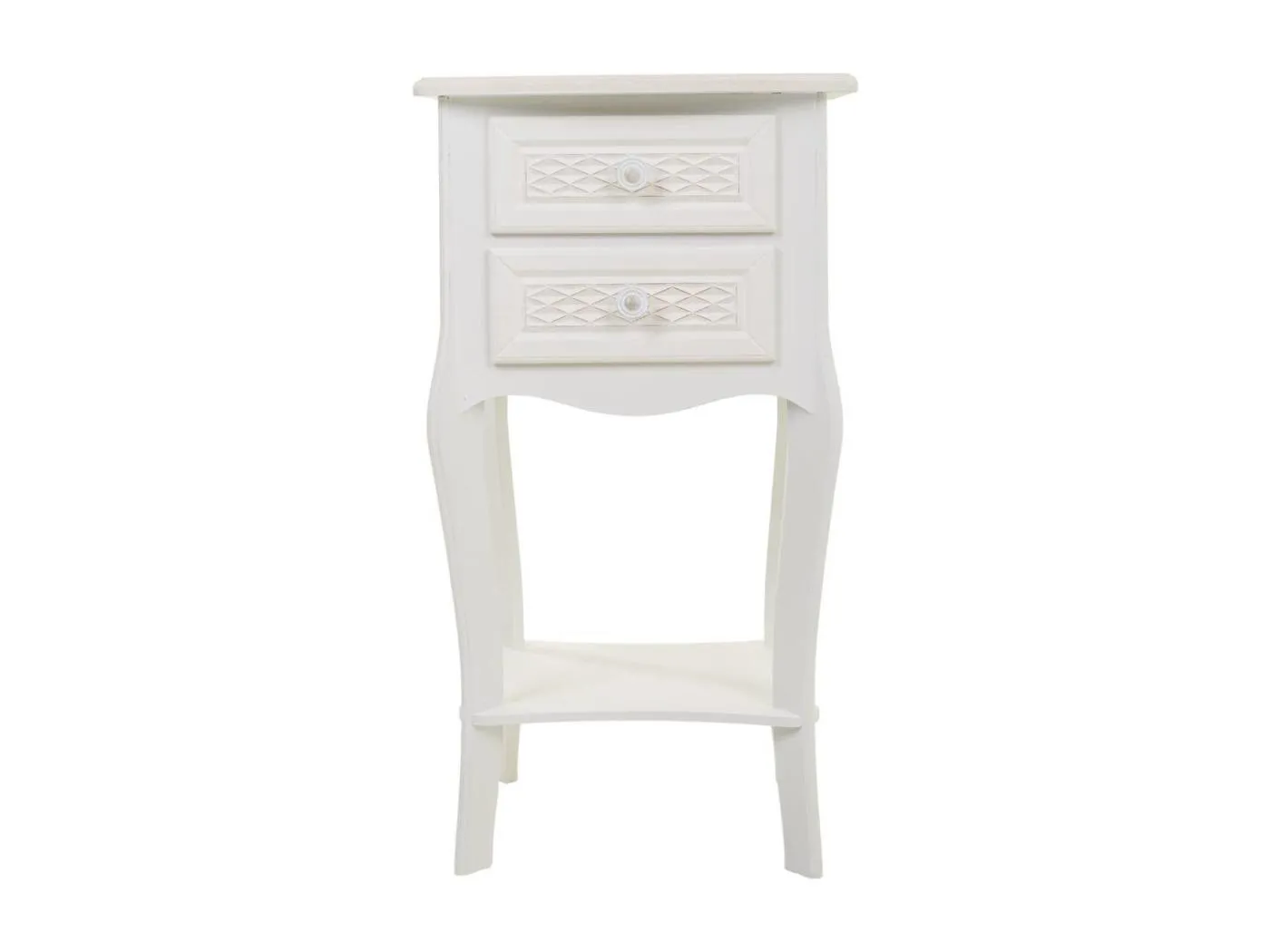 Holztisch mit 1 Schublade und 1 Regal in Weiß 34x28x71