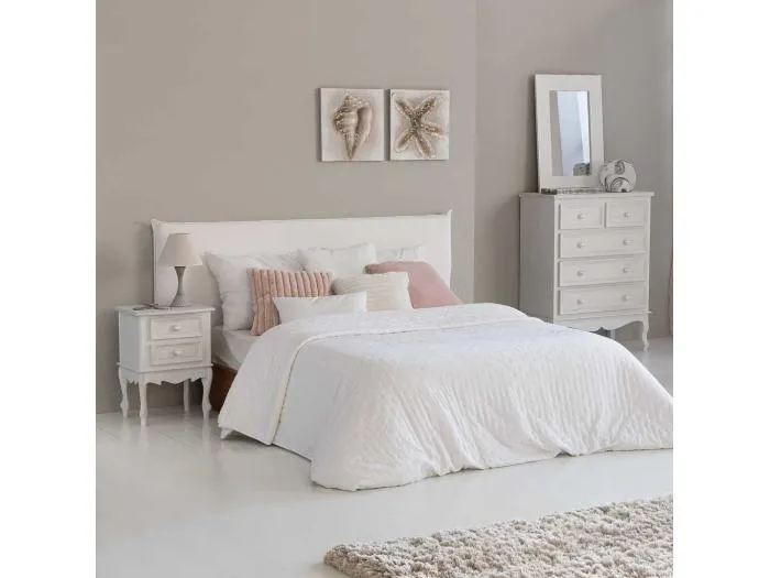 Weißer Nachttisch aus Holz mit 2 Schubladen, 42x34x57H cm