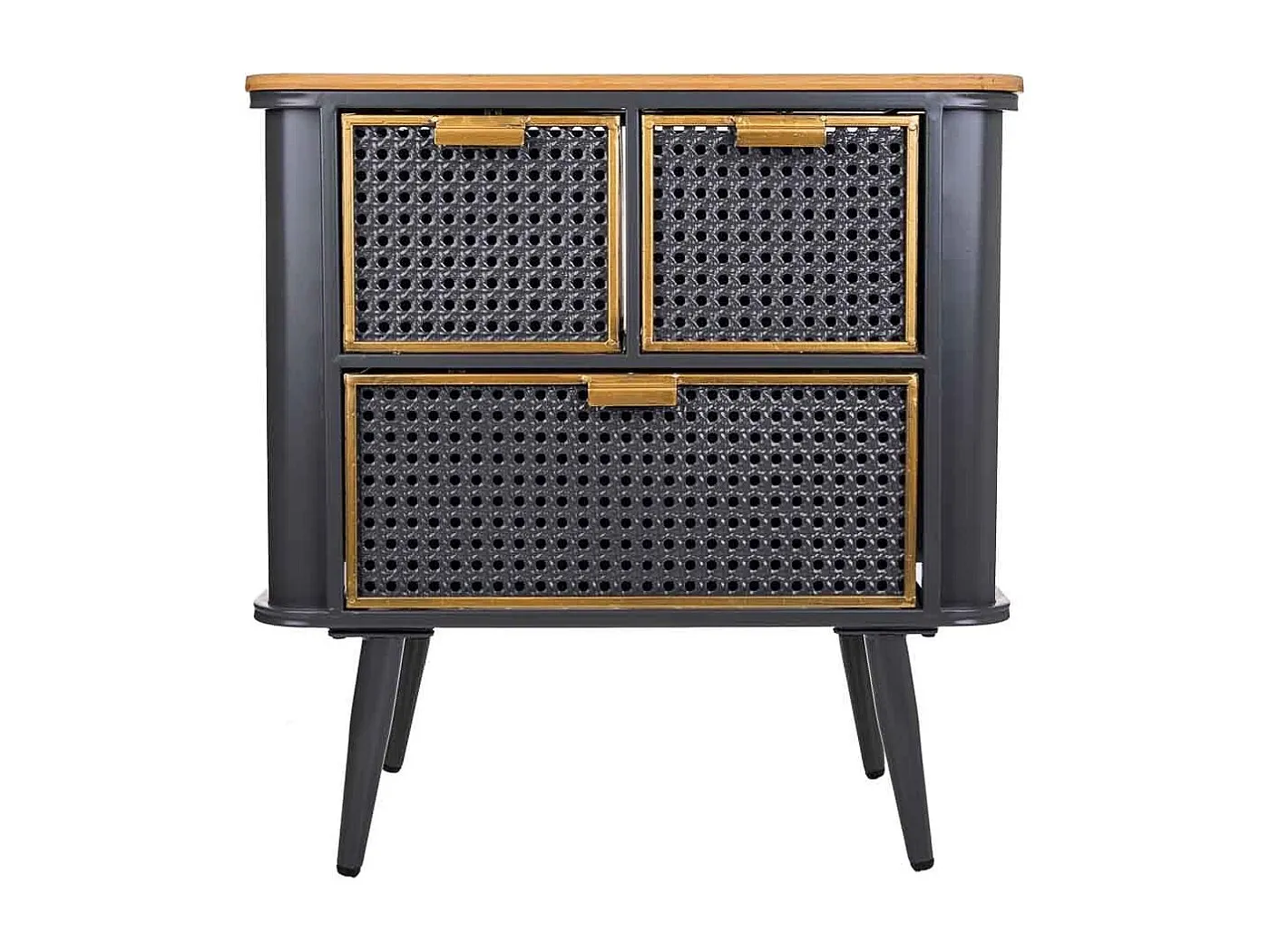 Couchtisch aus schwarzem Metall und Holz, 58x33x60h cm