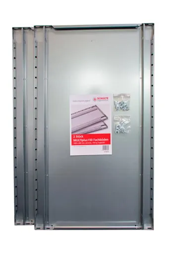 SparSet 2x Zusatz-Fachboden für Schulte Fachbodenregal MULTIplus150 Stecksystem | BxT 100x60cm | Inkl. 8 Fachbodenträgern | Fachlast 150kg | Verzinkt