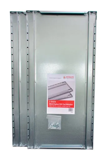SparSet 2x Zusatz-Fachboden für Schulte Fachbodenregal MULTIplus150 Stecksystem | BxT 100x50cm | Inkl. 8 Fachbodenträgern | Fachlast 150kg | Verzinkt