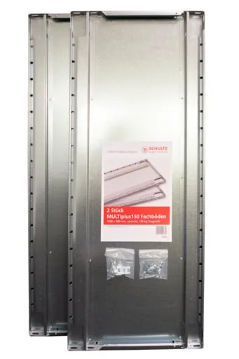 SparSet 2x Zusatz-Fachboden für Schulte Fachbodenregal MULTIplus150 Stecksystem | BxT 100x40cm | Inkl. 8 Fachbodenträgern | Fachlast 150kg | Verzinkt