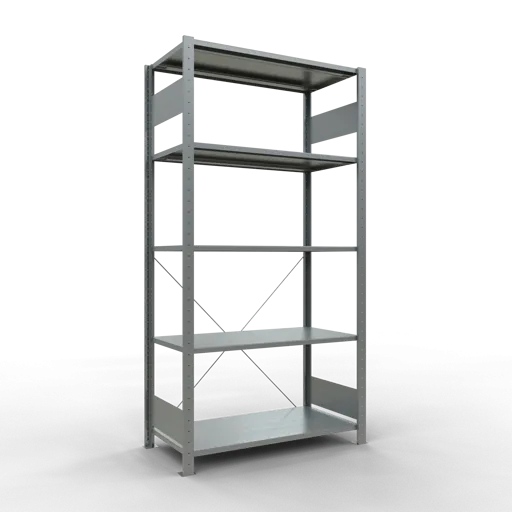 Schulte Fachbodenregal MULTIplus85 Stecksystem | Grundregal | HxBxT 200x100x50cm | 5 Ebenen | Fachlast 85kg | Verzinkt