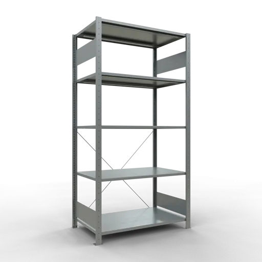 Schulte Fachbodenregal MULTIplus85 Stecksystem | Grundregal | HxBxT 200x100x60cm | 5 Ebenen | Fachlast 85kg | Verzinkt