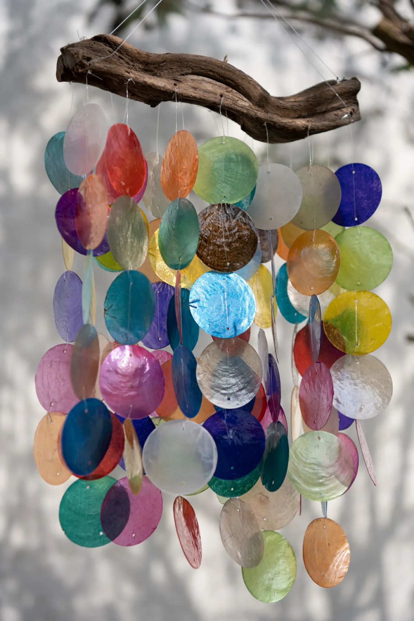 Windspiel Perlmuttscheiben, multicolor, H 40 cm, B 25 cm,