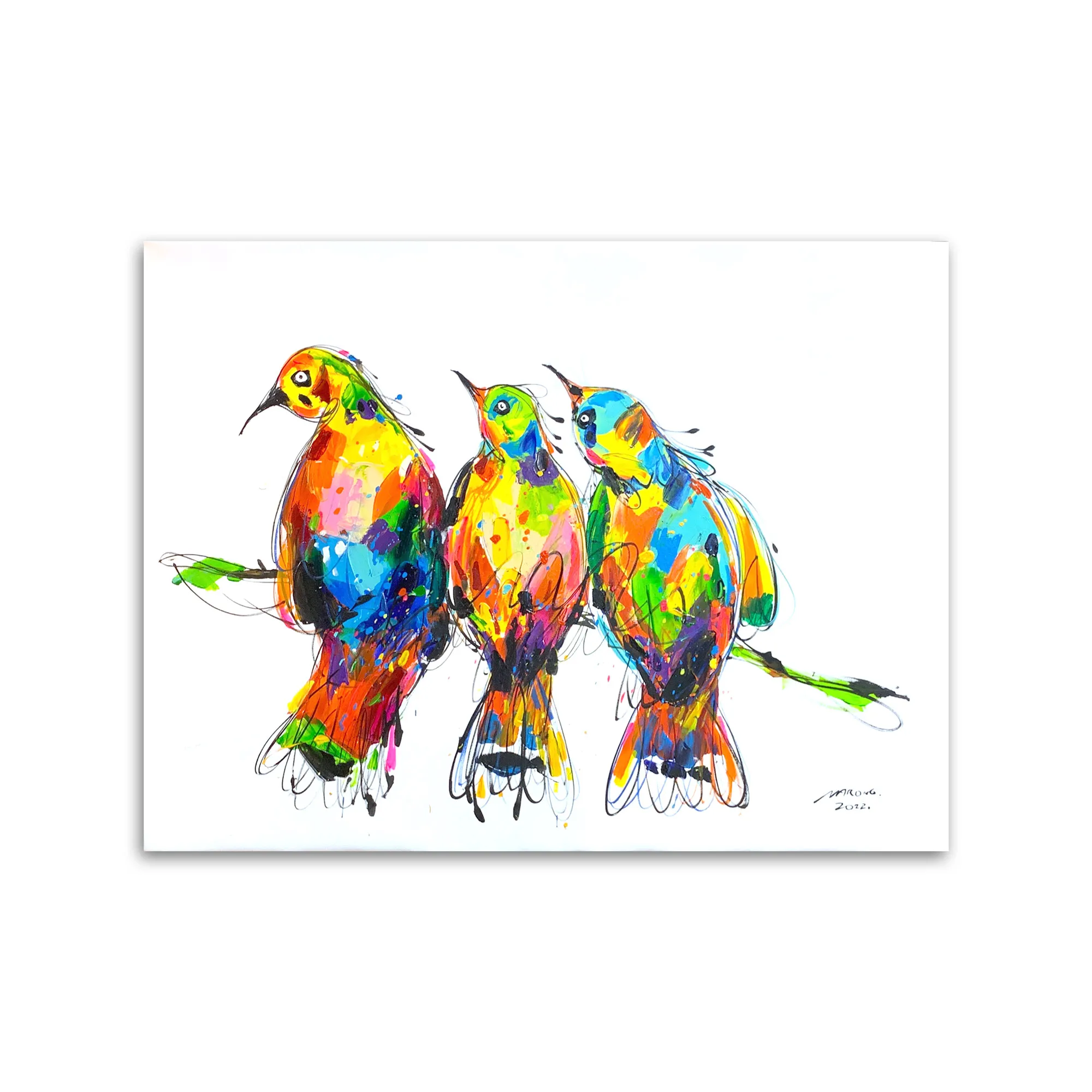 Wandbild 'Vögel', multicolor, B 80 cm, H 60 cm, T 2,5 cm