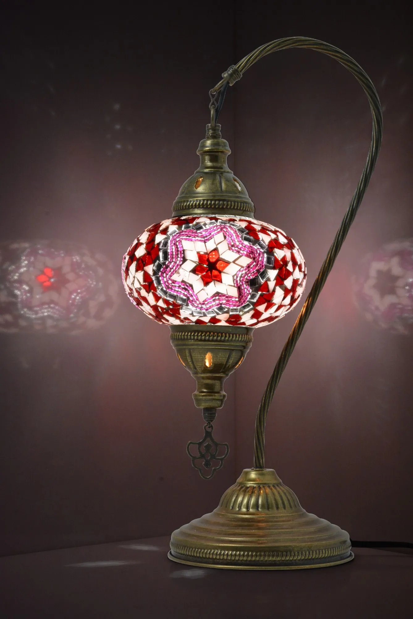 Mosaiklampe Schwanenhals 'Stern', rosa, B 11,5 cm, H 46 cm, T 25 cm