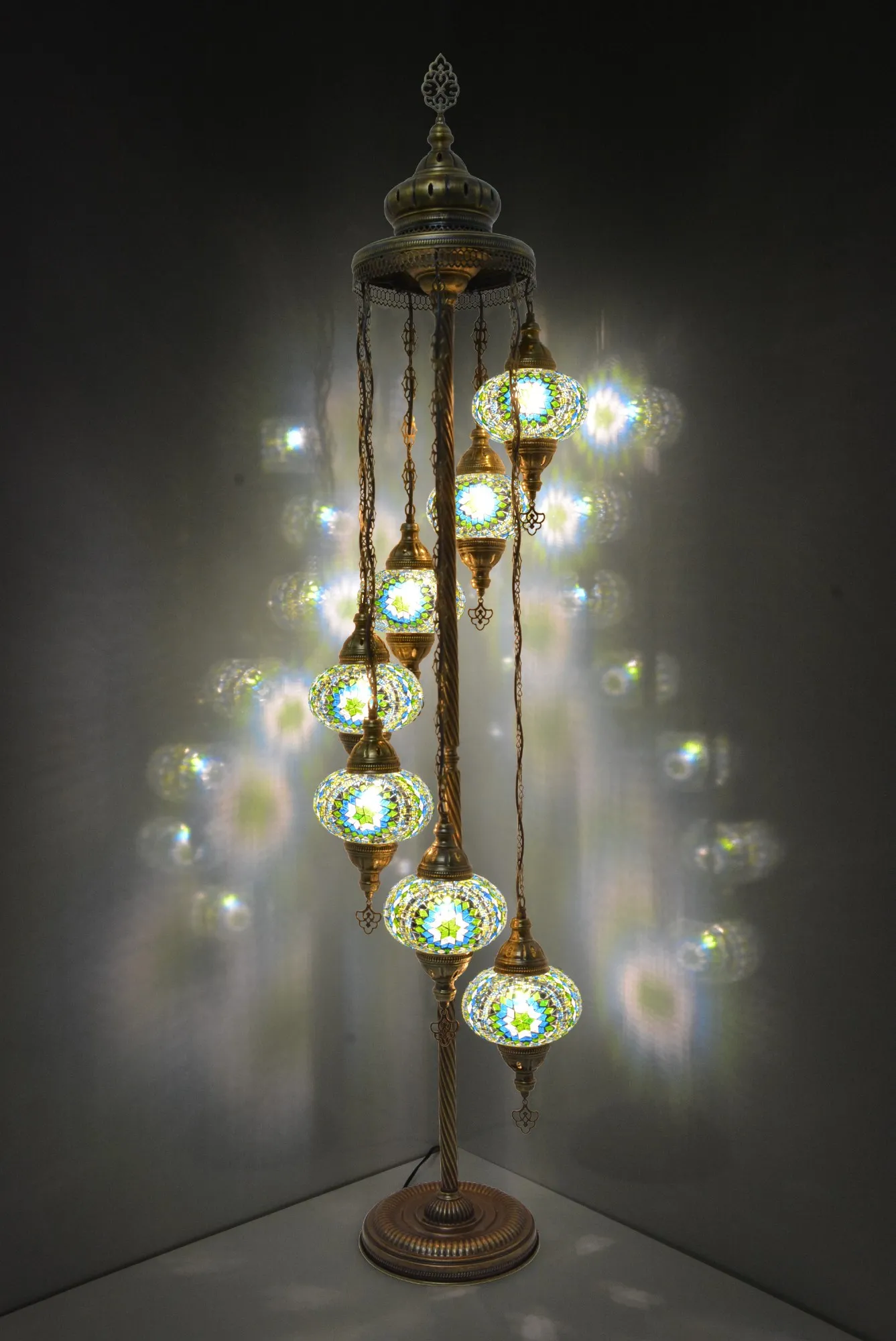 Mosaikstehlampe 'Lumine' 7in1, multicolor, Ø 25 cm, H 160 cm