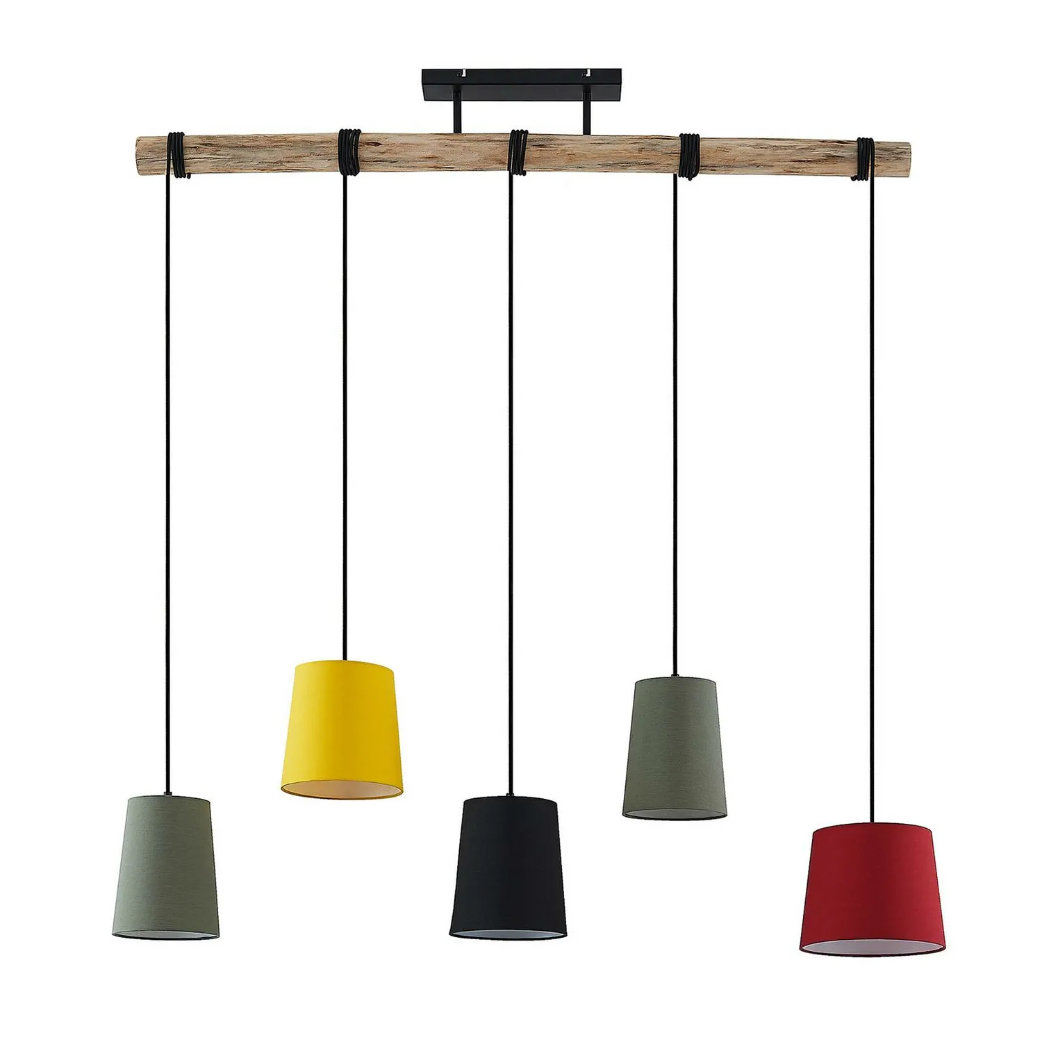 Lindby Amilia Hängeleuchte Hängelampe Lampe Leuchte 5 Fl. E27 Holz Eisen Bunt504 B-Ware