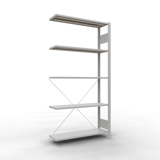 Schulte Fachbodenregal MULTIplus85 Stecksystem | Anbauregal | HxBxT 200x100x30cm | 5 Ebenen | Fachlast 85kg | Lichtgrau