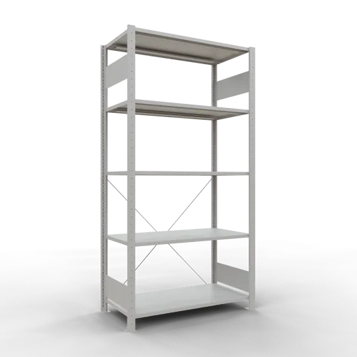 Schulte Fachbodenregal MULTIplus85 Stecksystem | Grundregal | HxBxT 200x100x50cm | 5 Ebenen | Fachlast 85kg | Lichtgrau