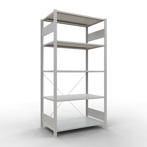 Schulte Fachbodenregal MULTIplus85 Stecksystem | Grundregal | HxBxT 200x100x60cm | 5 Ebenen | Fachlast 85kg | Lichtgrau