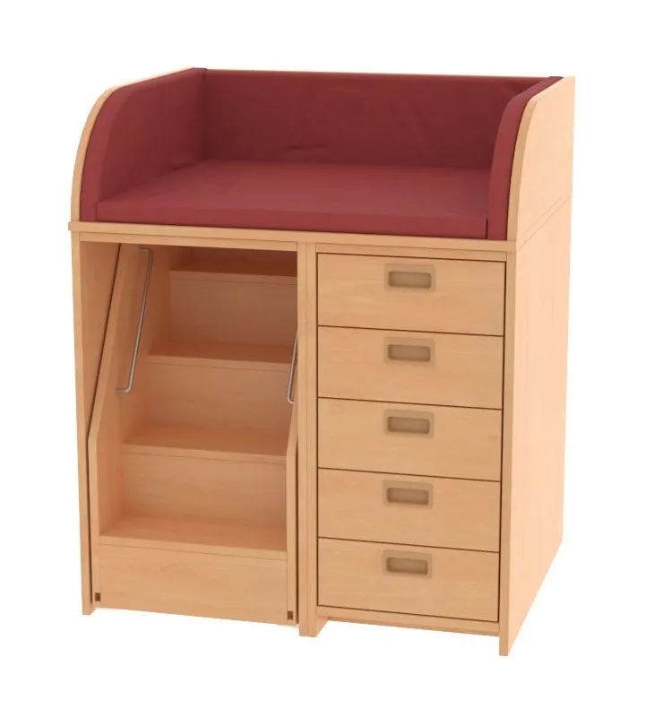 Baum & Hien Wickelkommode mit 5 Schüben und ausziehbarer Treppe