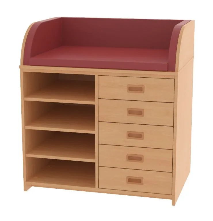 Baum & Hien Wickelkommode mit 5 Schüben und 4 offenen Fächern