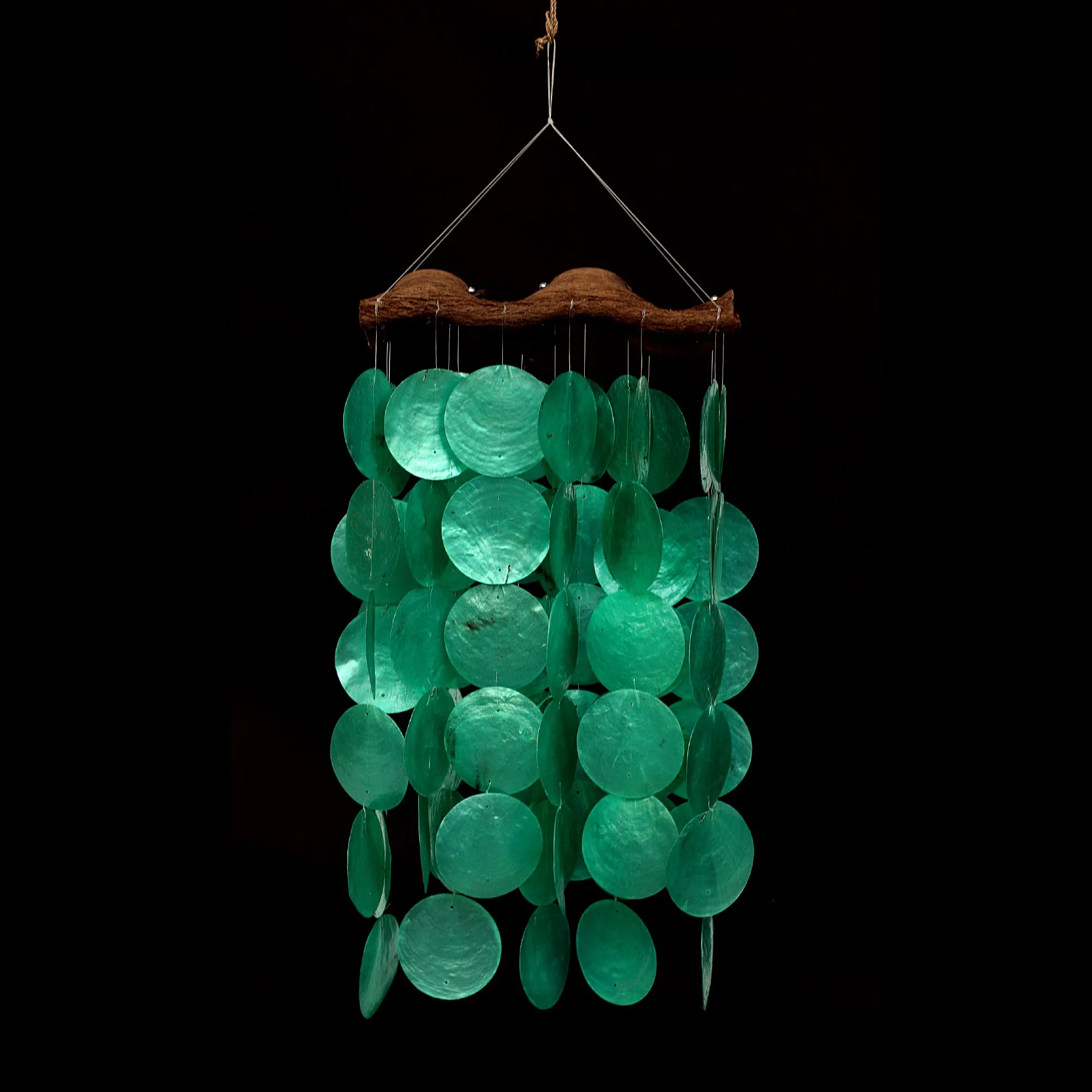 Windspiel Kreise, türkis, B 25 cm, H 48 cm