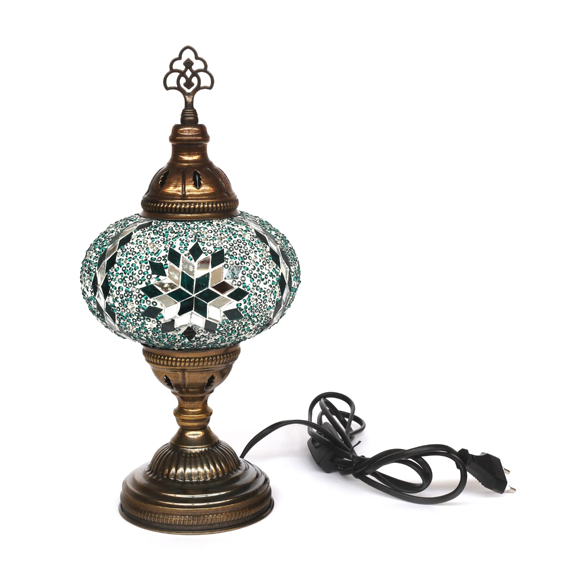 Mosaiklampe 'Stern', türkis, T 17 cm, B 17 cm, H 36 cm