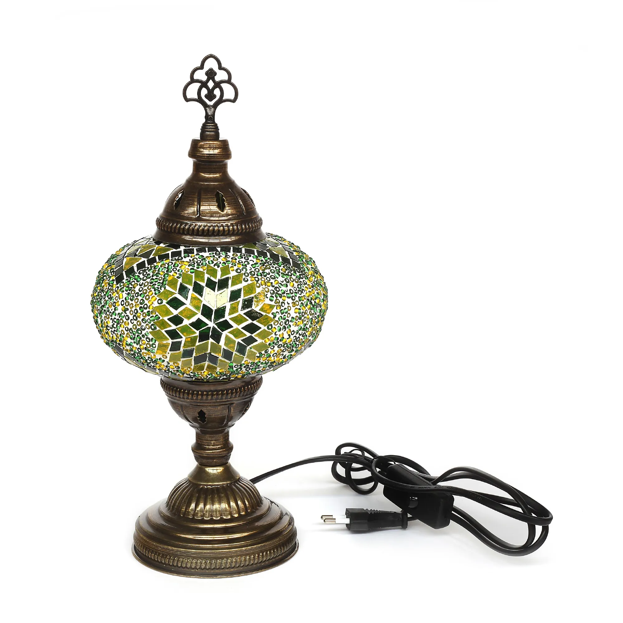 Mosaiklampe 'Stern', grün, T 17 cm, B 17 cm, H 36 cm