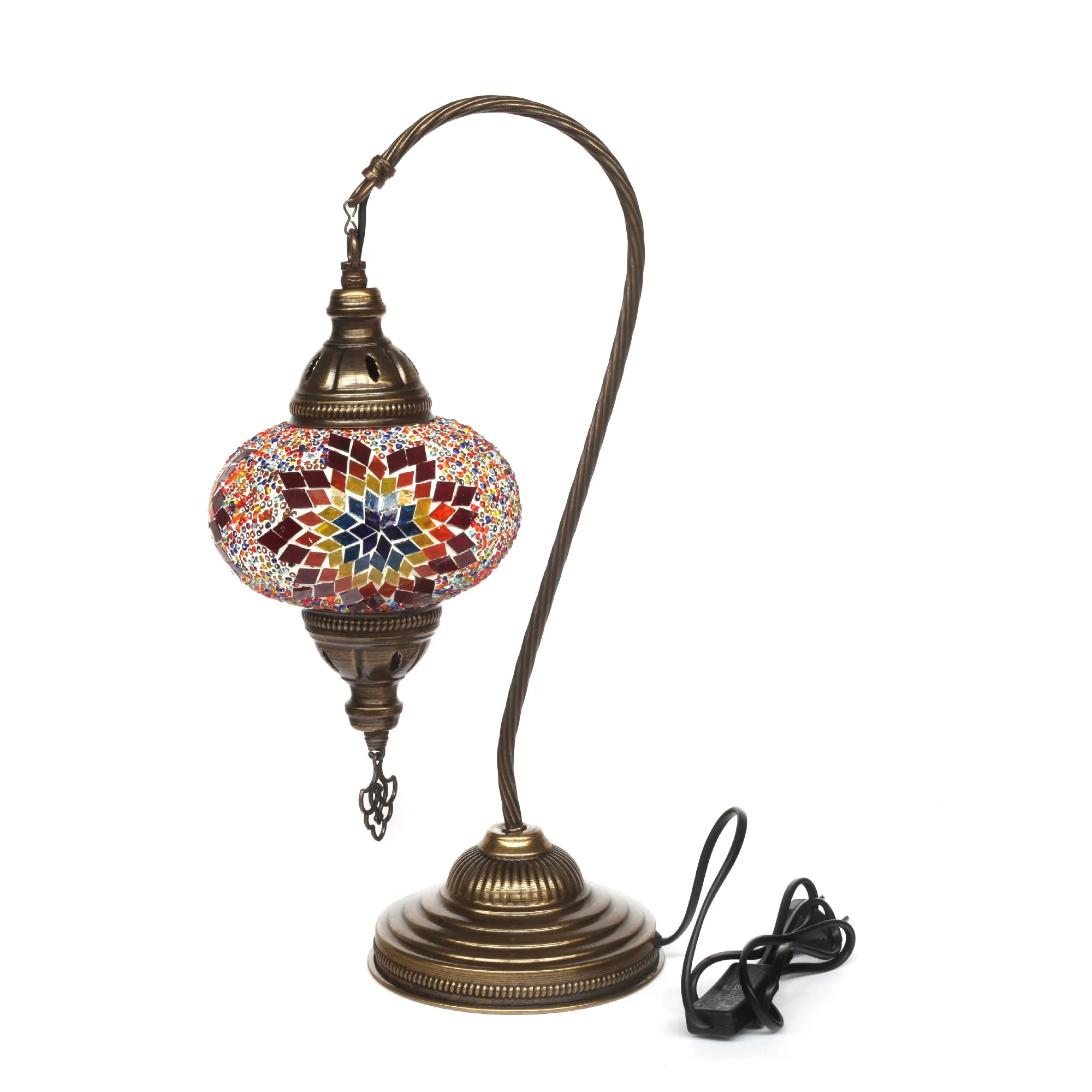 Mosaiklampe Schwanenhals 'Stern', rot, B 16,5 cm, H 46 cm, T 25 cm