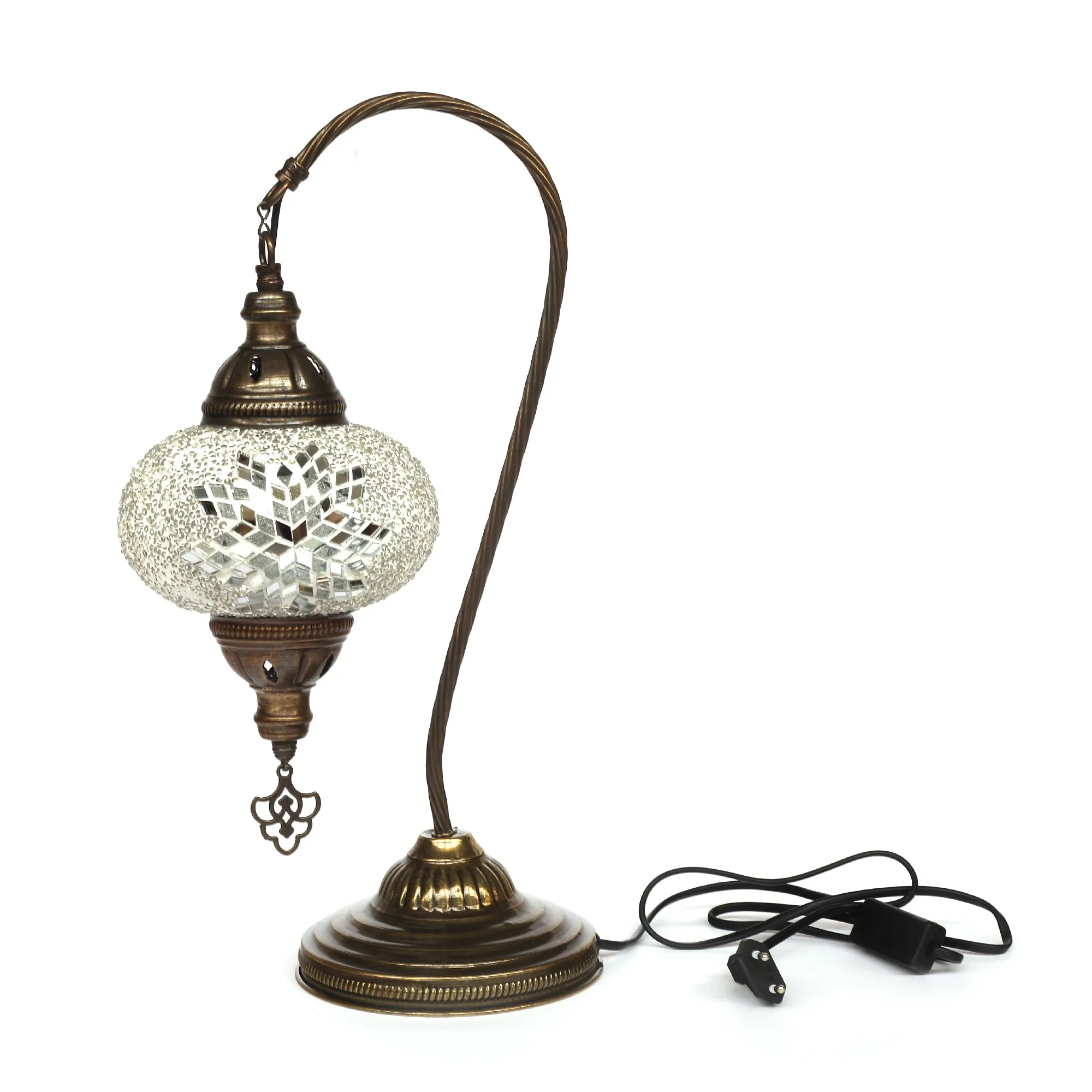 Mosaiklampe Schwanenhals 'Stern', weiß, B 25 cm, H 46 cm, T 25 cm