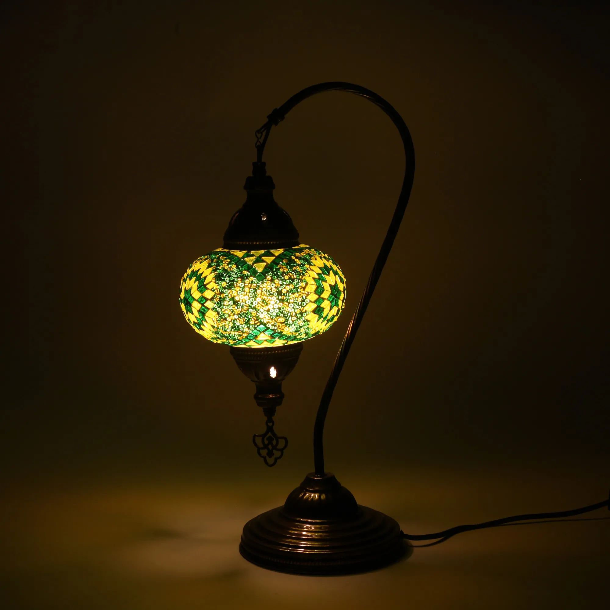 Mosaiklampe Schwanenhals 'Stern', grün, B 25 cm, H 46 cm, T 25 cm