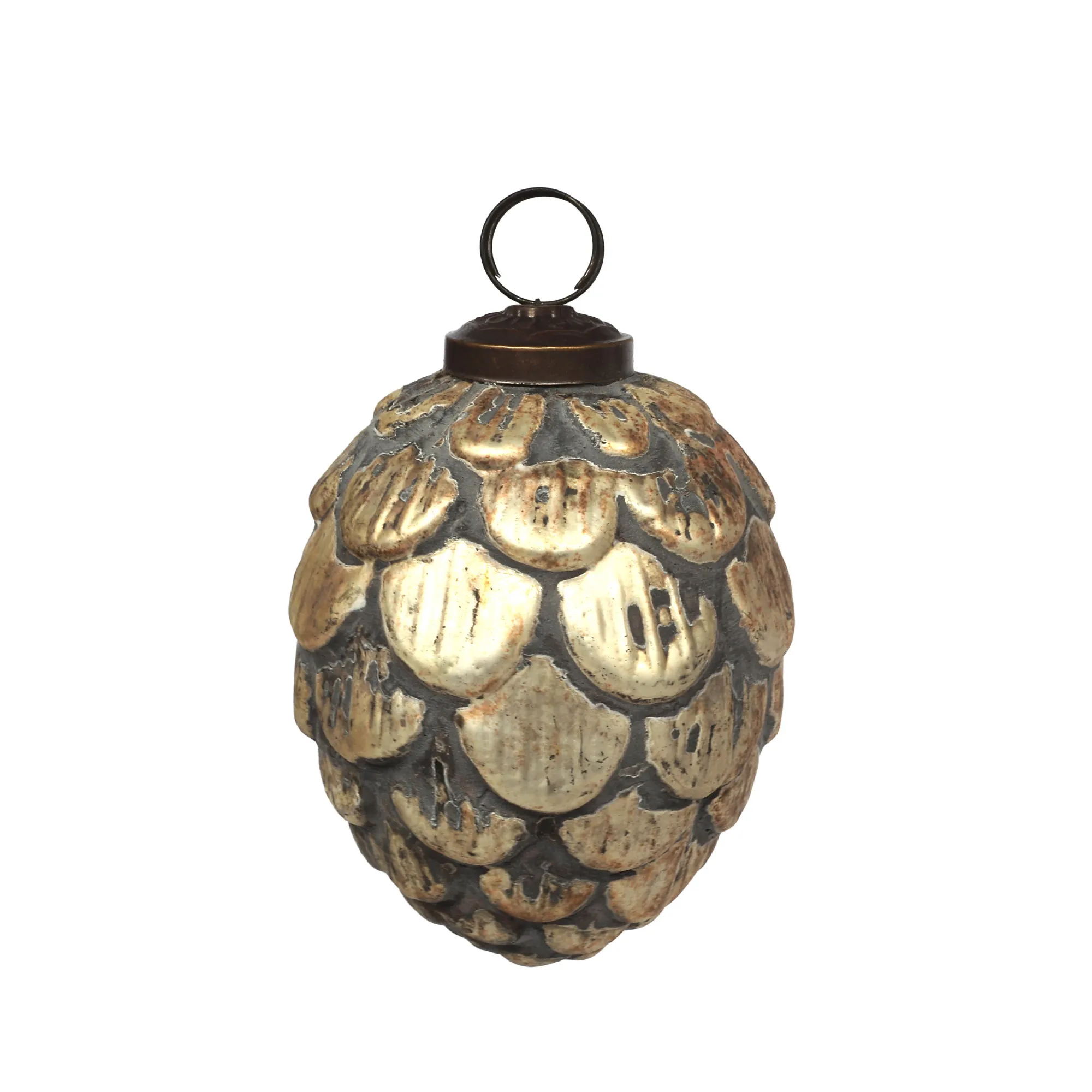 Anhänger Zapfen, gold, T 8 cm, B 8 cm, H 10 cm