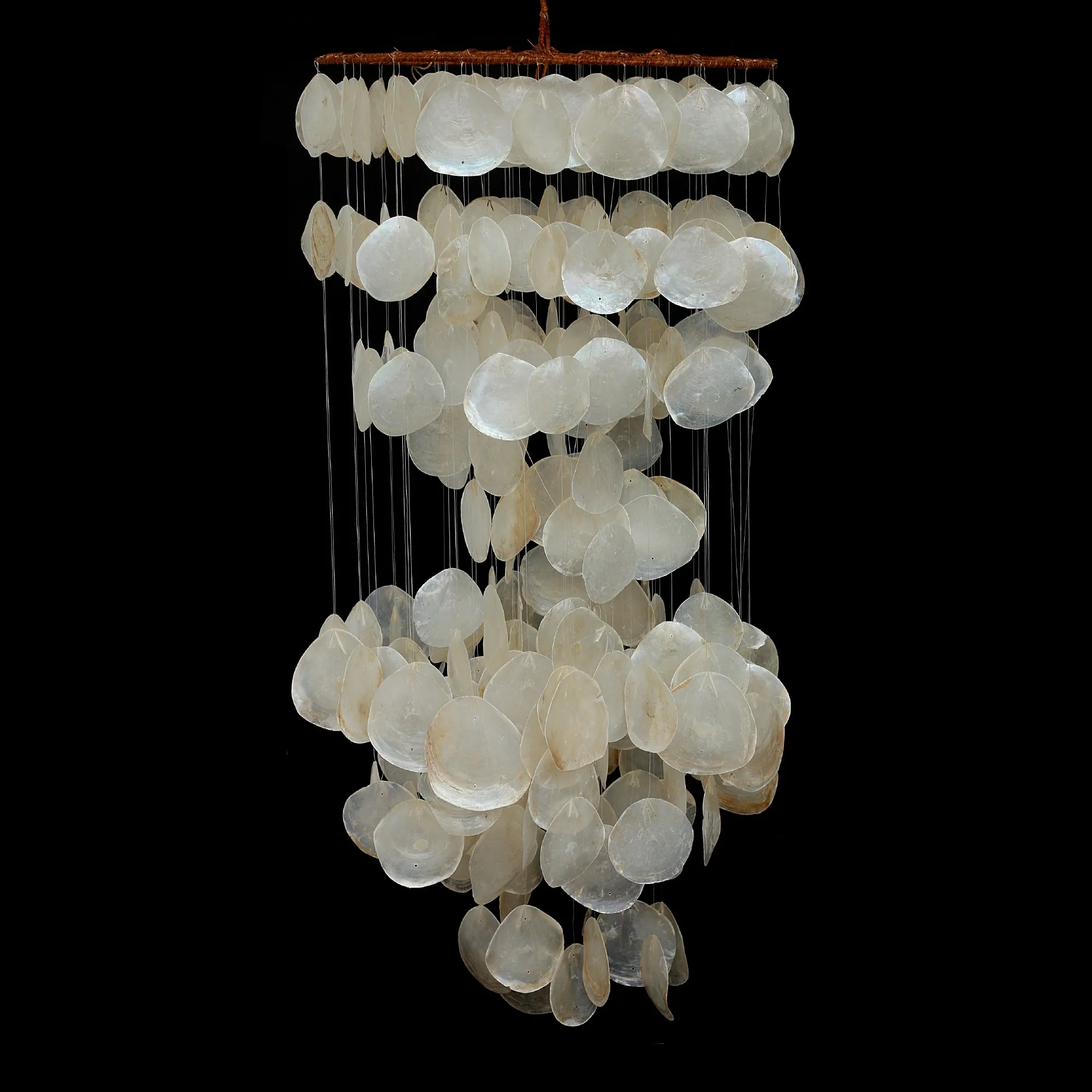 Jumbo-Windspiel 'Perlmutt-Scheiben', weiß, Ø 60 cm, H ca. 100 cm