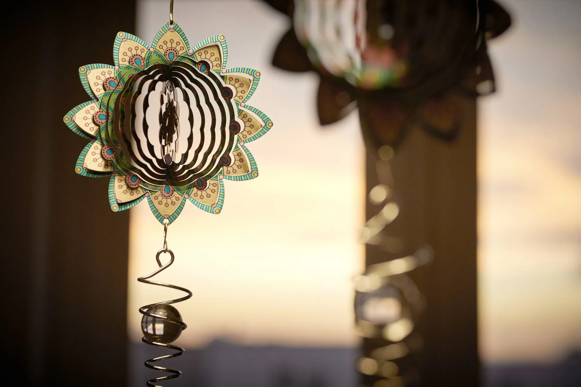 Windspiel 'Flower' mit Spirale, multicolor, T 4 cm, B 15 cm, H 40 cm