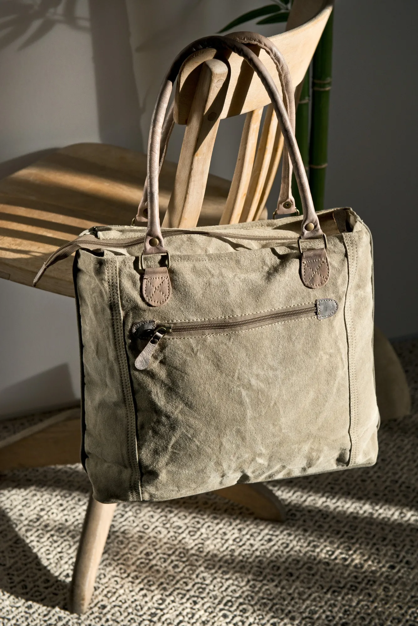 Tasche 'Marine Coop', beige, grau, T 10 cm, B 43 cm, H 32 cm