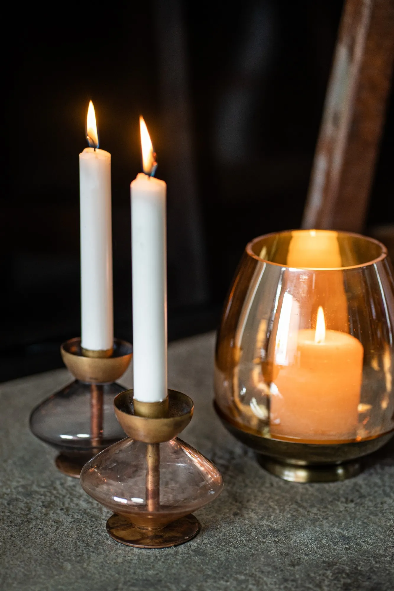 Kerzenständer 'Ussuri', rot, gold, Ø 11 cm, H 10 cm